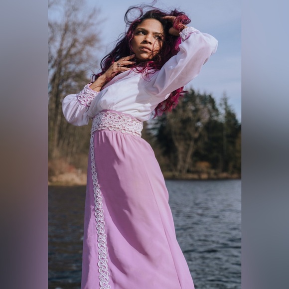 60s does Edwardian Purple Vintage Dress - Picture 2 of 10